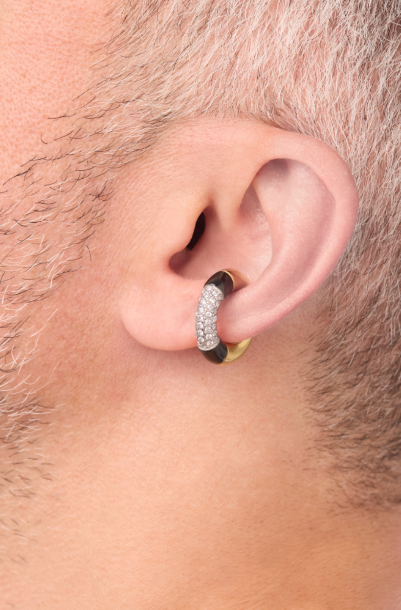 Two-tone round ear cuff with zirconiums, Lana GB