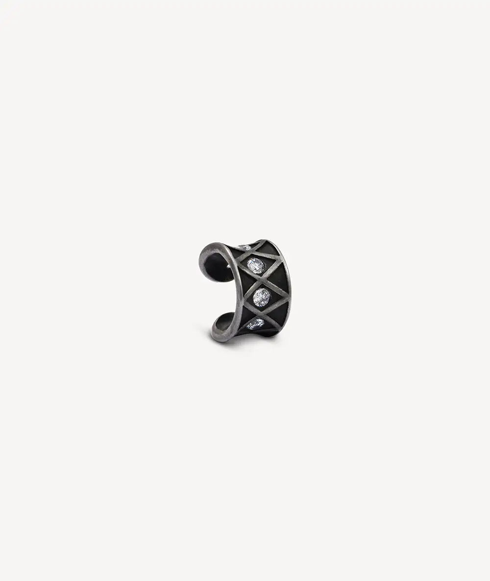 Round silver ear cuff with zircons Kim S