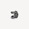 Silver ear cuff with black zircons, vintage effect, KURO L VS