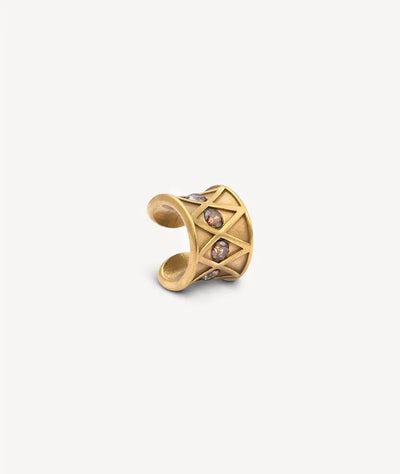 Gold ear cuff with champagne zirconia for a vintage effect KURO L VG - YParis