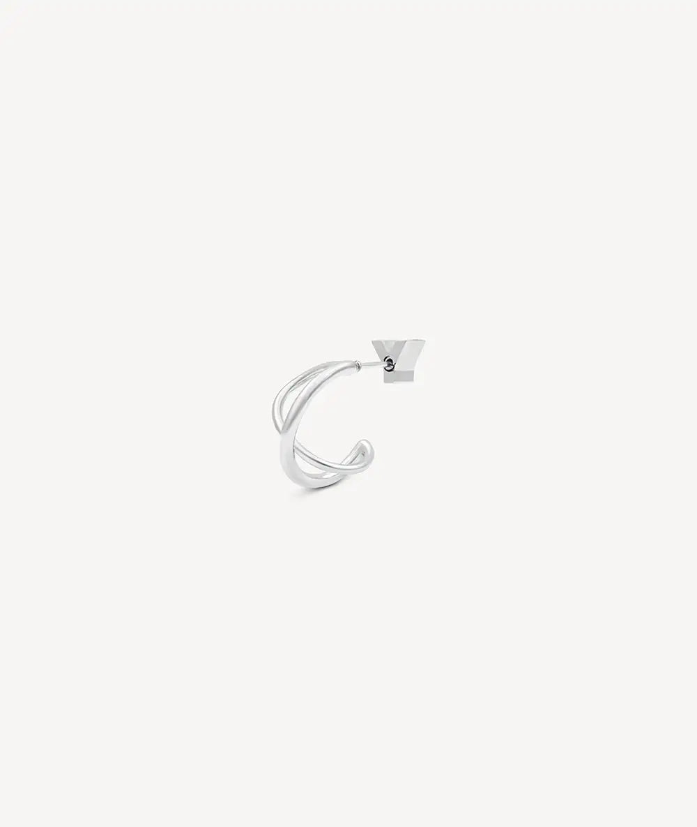 Boucle d'oreille créole torsadée argentée SANNA S