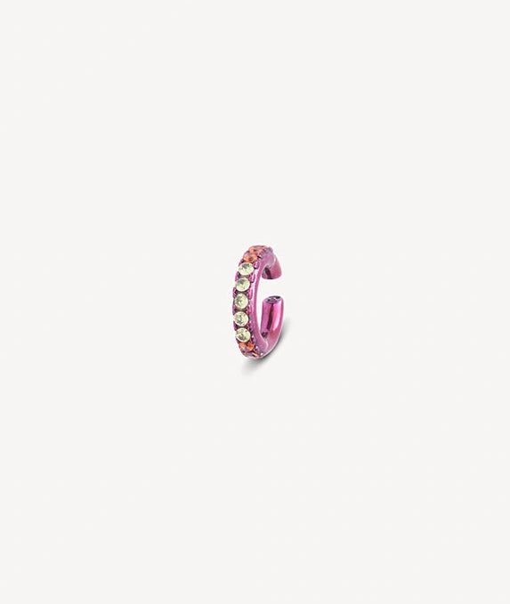 Ear cuff rond fuschia et zircons verts et oranges Abi L P B