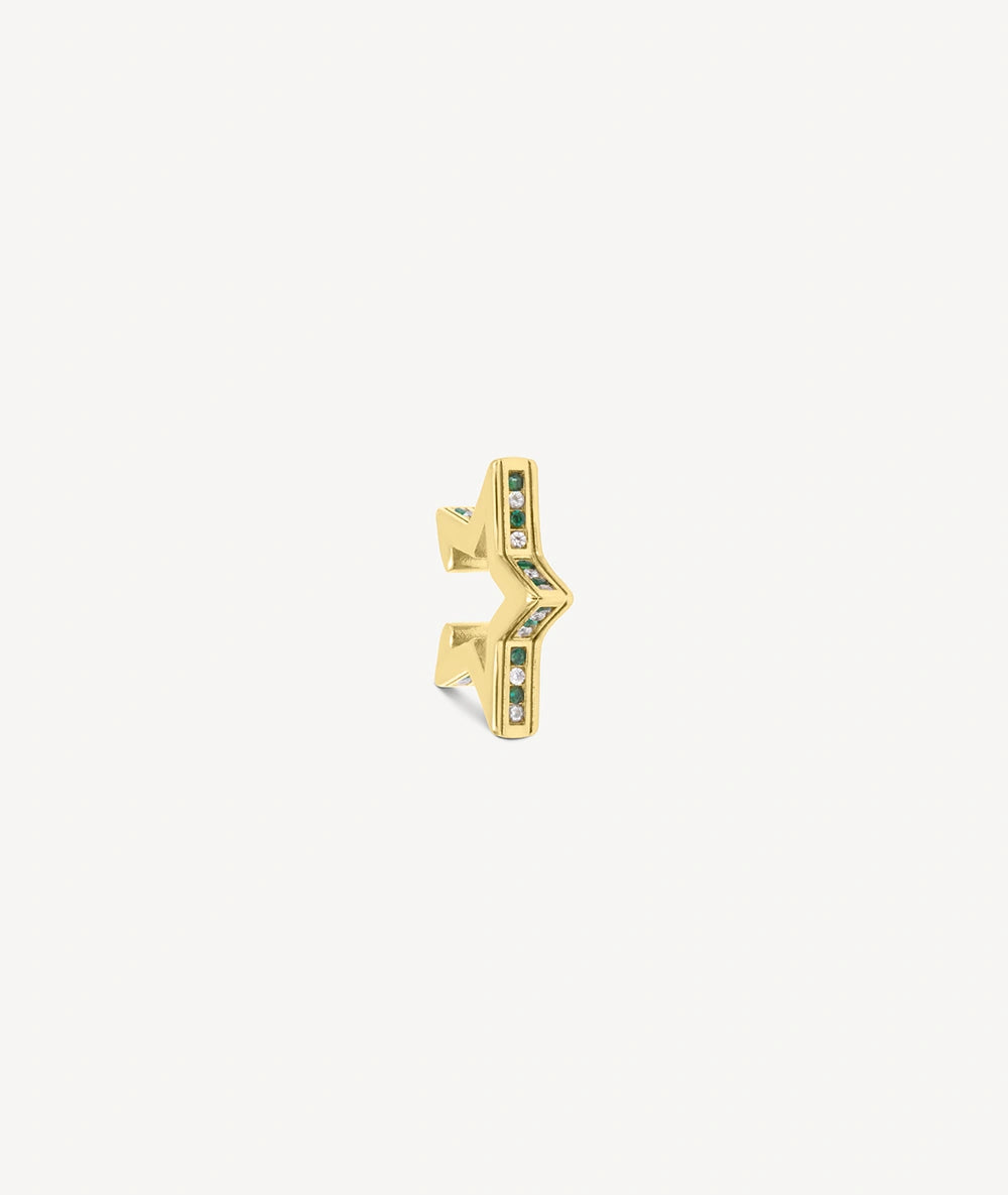 Ear cuff étoile doré et zirconiums verts et blancs ROKU POP G 3,5MM