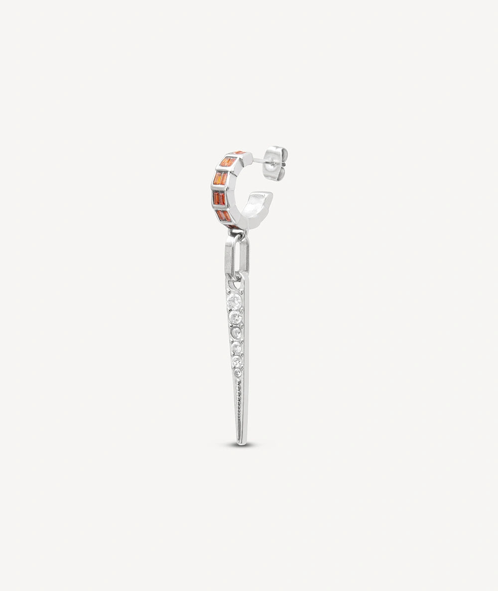 Boucle d'oreille argentée pendante AKUMA POP S