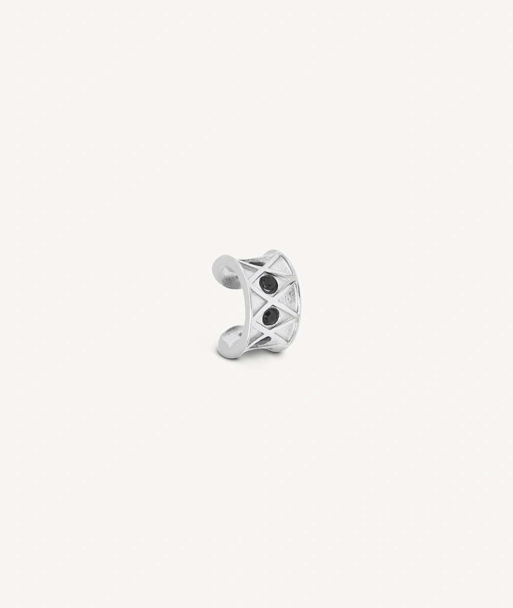 Ear cuff argenté et zircons KURO S POP S
