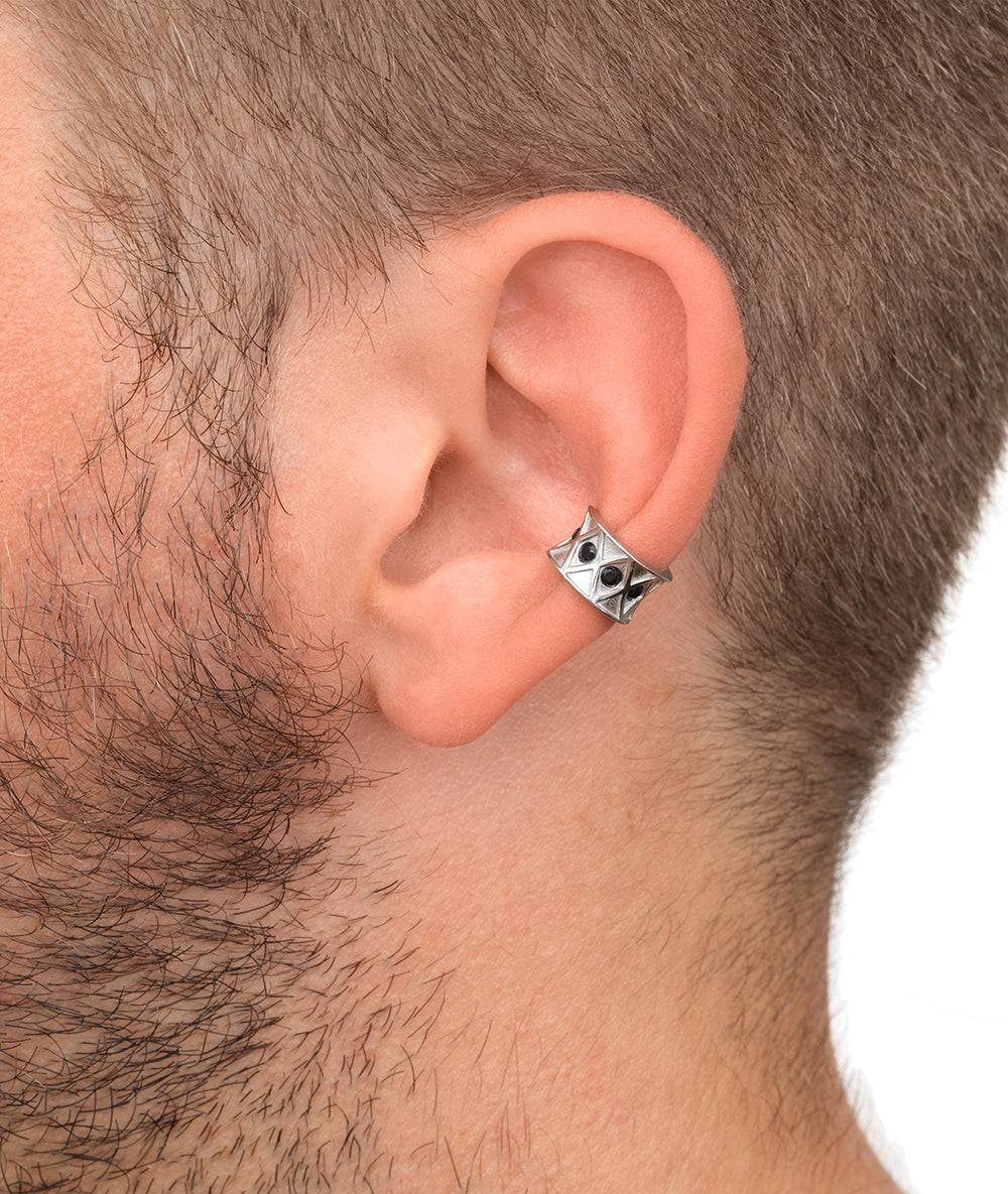 Ear cuff argenté et zircons KURO S POP S