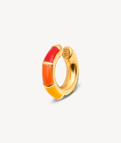 Ear cuff rond doré émail multicolore Ivy rainbow