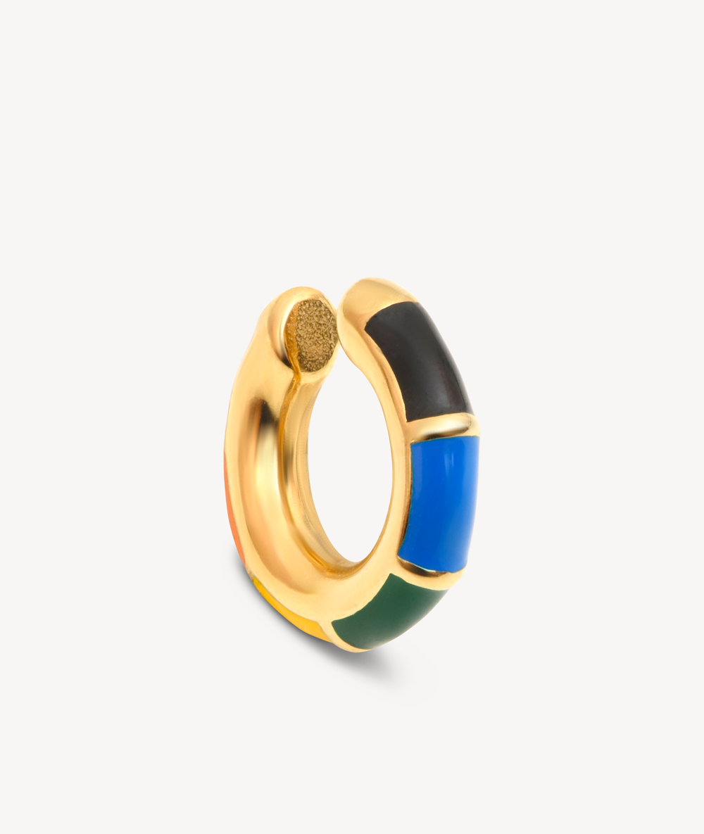 Ear cuff rond doré émail multicolore Ivy rainbow