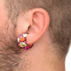 Ear cuff rose fuschia zircons oranges et verts Dahlia P