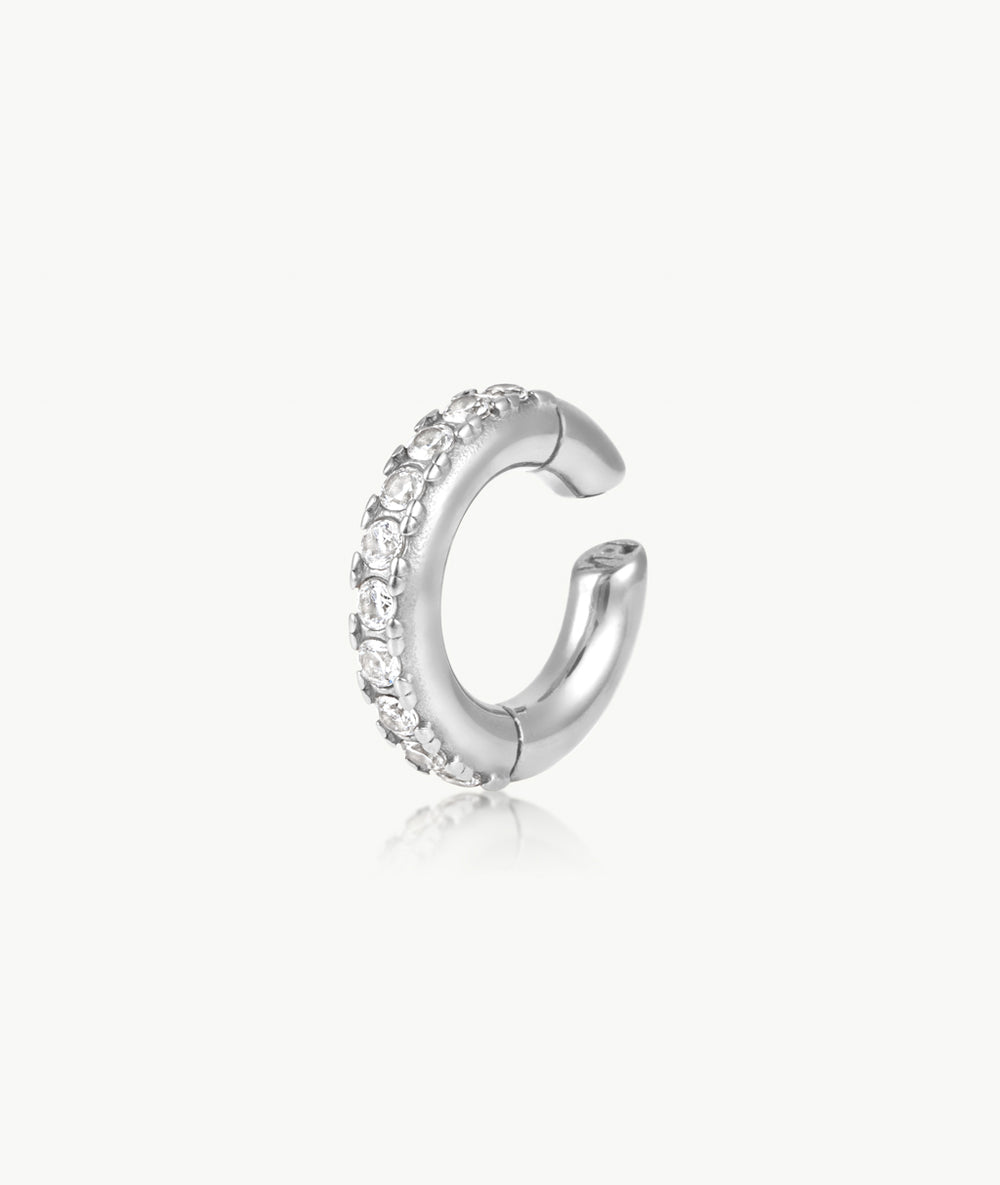 Ear cuff rond argenté et zircons Kim L S