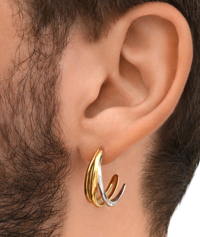 Boucle d'oreille créole bicolore ANJA L BI - YParis