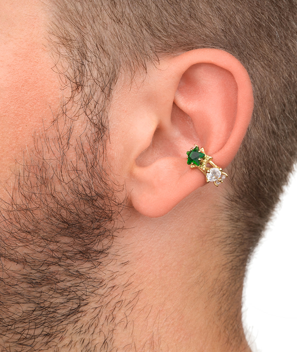 Ear cuff doré et zircons étoile vert KOTORI POP G