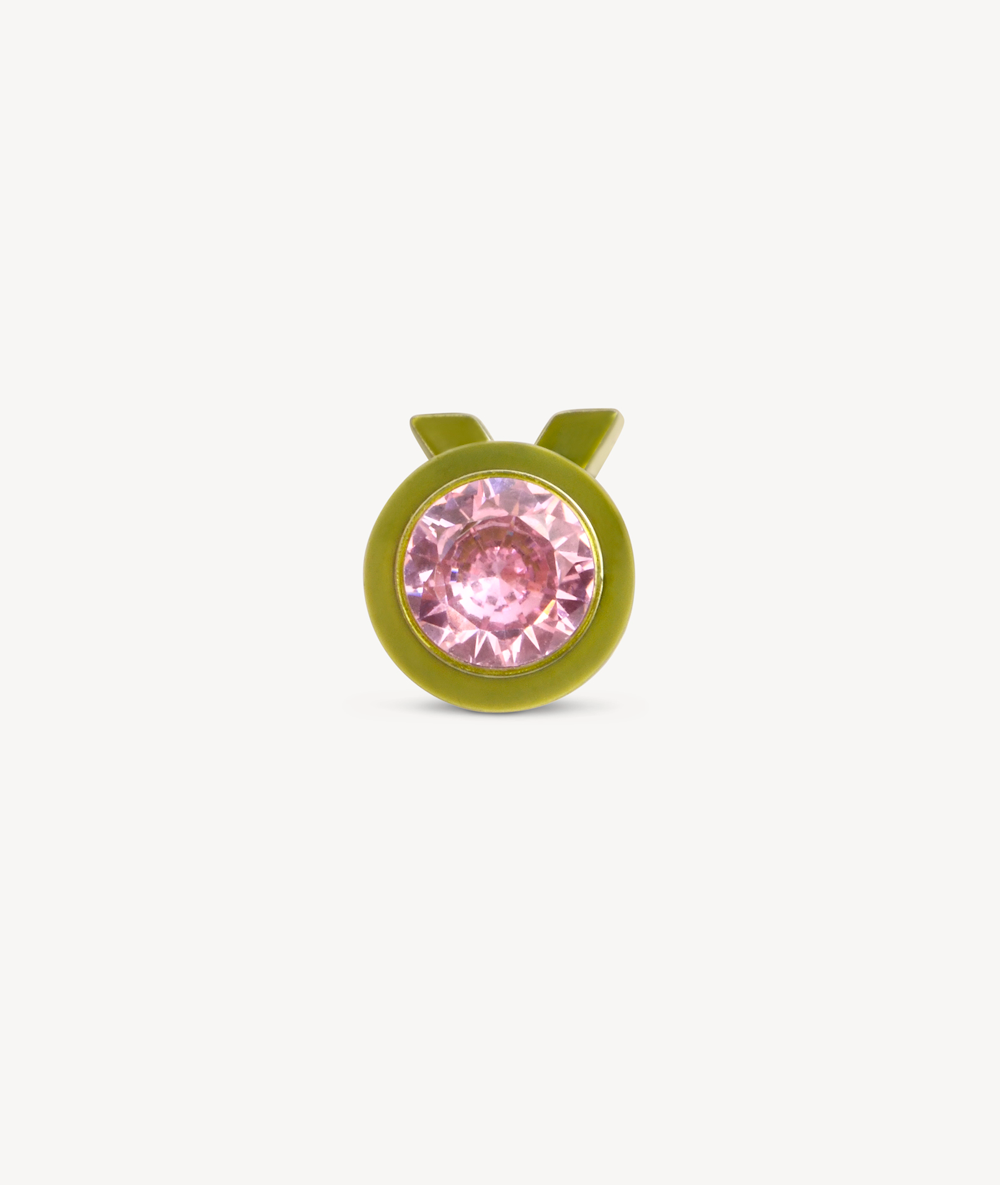 Boucle d'oreille puce vert citrus avec oxyde de zirconium rose LUCA C