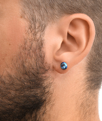Boucle d'oreille puce en acier inoxydable bleu avec oxyde de zirconium bleu LUCA MB
