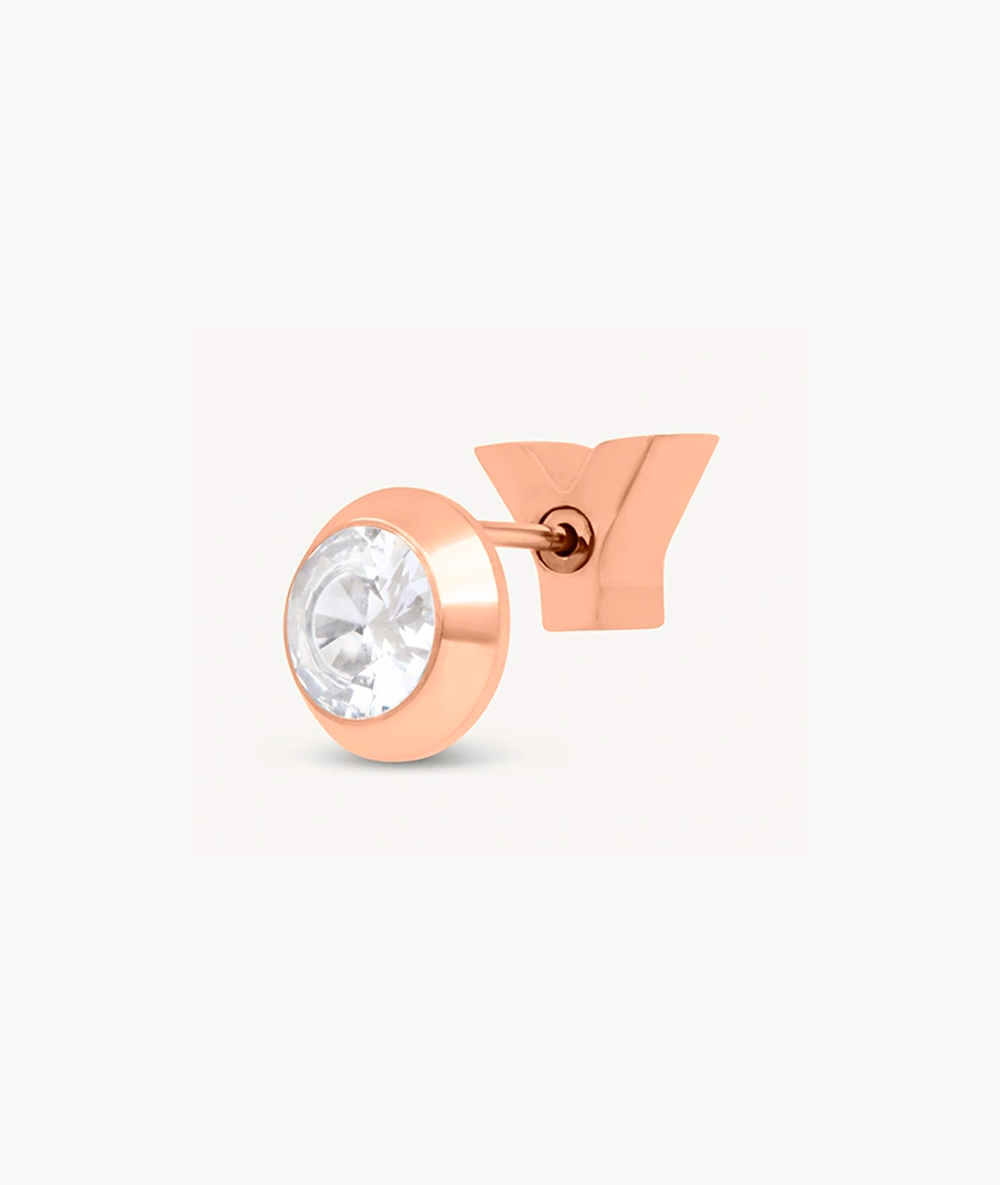 Boucle d'oreille puce or rose avec oxyde de zirconium blanc LUCA RG A