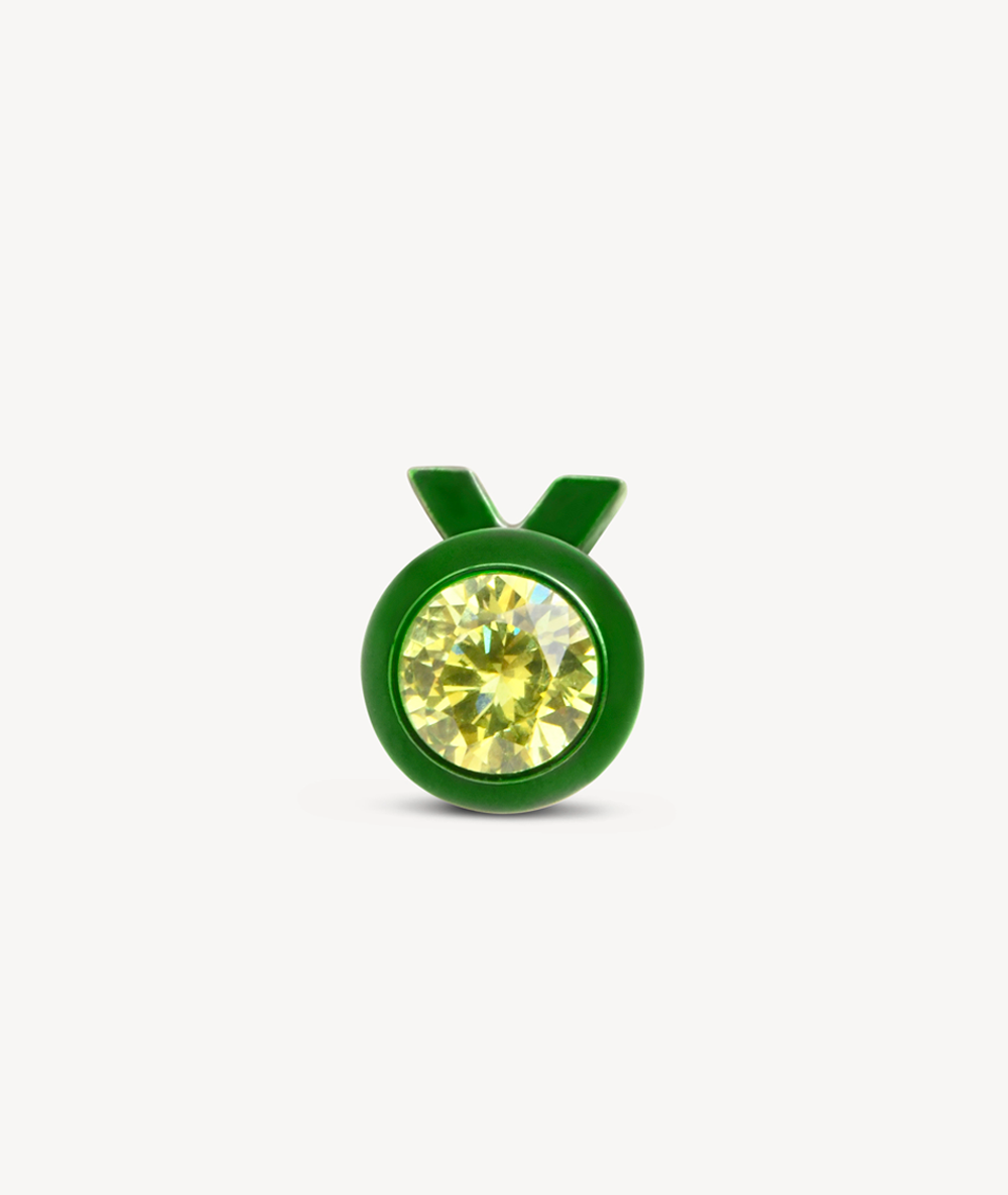 Boucle d'oreille puce en acier inoxydable vert avec oxyde de zirconium jaune LUCA SG