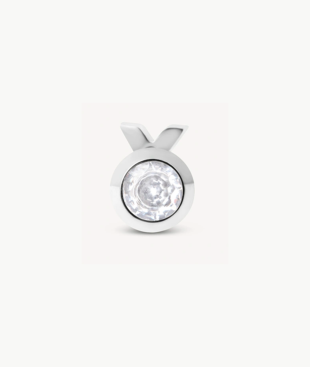 Boucle d'oreille puce argentée avec oxyde de zirconium blanc LUCA S A