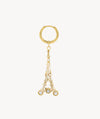 Two-tone dangling chain earring with zirconium Mika Bi
