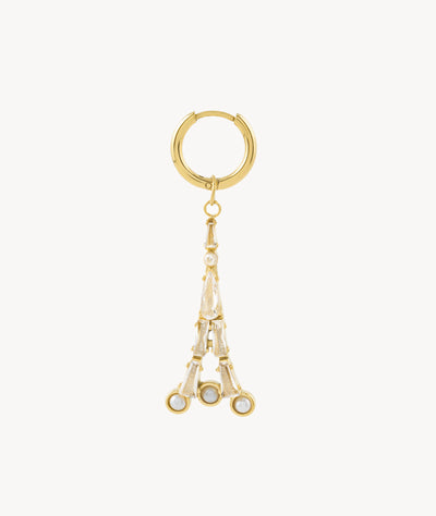 Two-tone dangling chain earring with zirconium Mika Bi - YParis