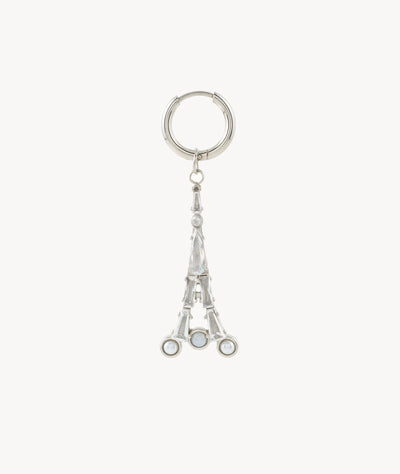 Two-tone dangling chain earring with zirconium Mika Bi - YParis