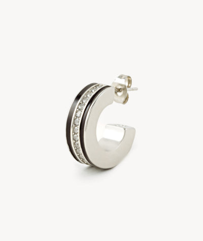 Glam BS two-tone thick hoop earring with zirconiums - YParis