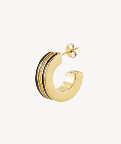 Glam BG two-tone thick hoop earring with zirconiums - YParis