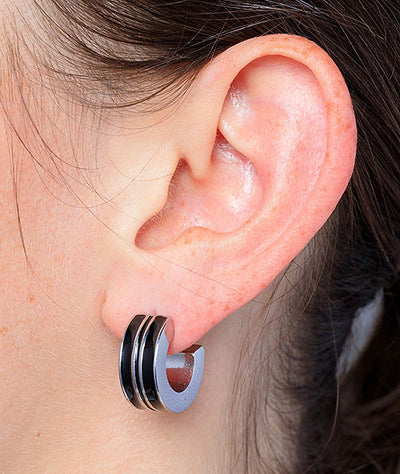 Cute SB Two-Tone Thick Hoop Earring - YParis