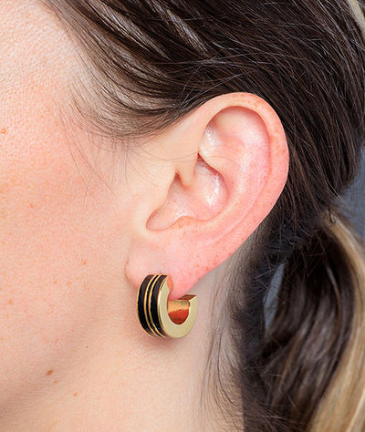 Cute GB two-tone chunky hoop earring - YParis