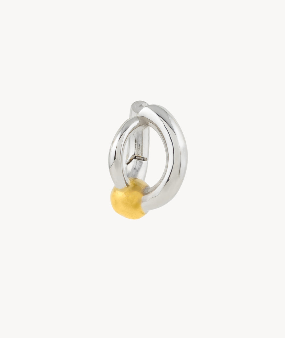 Boucle d'oreille créole argentée et dorée boule Missie BI