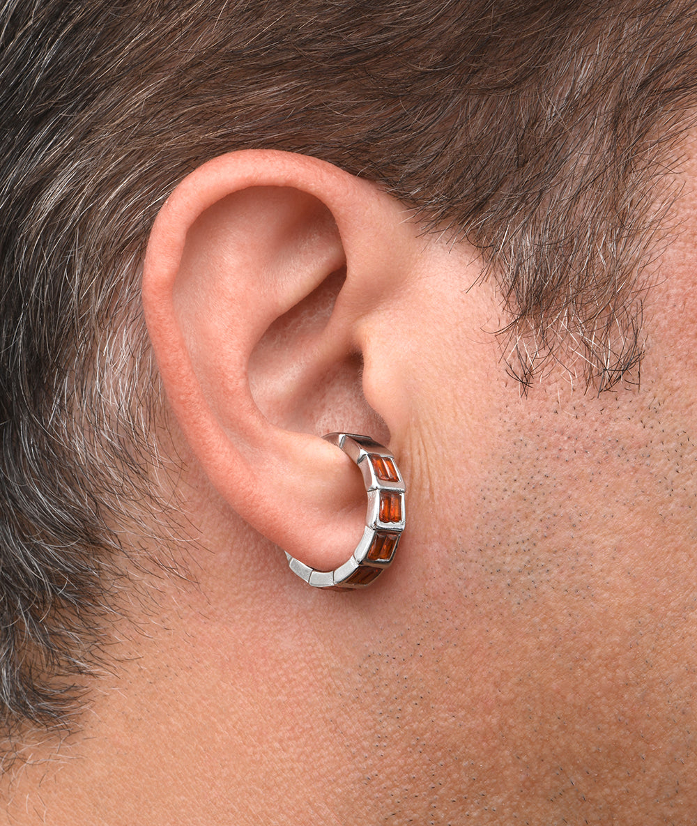 Ear cuff argenté et zirconiums oranges BANKA S