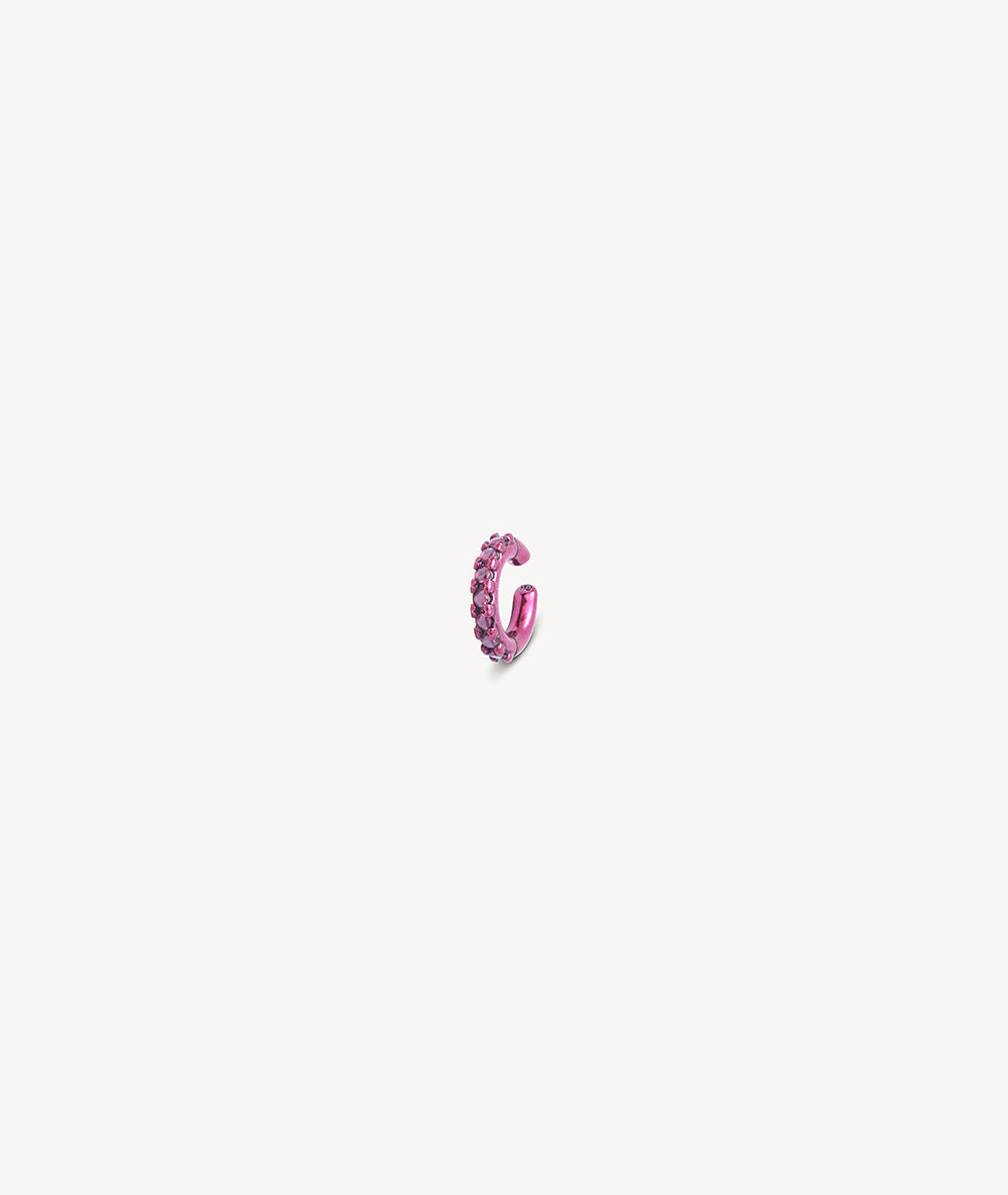 Ear cuff rond fuschia et zircons roses Abi S P