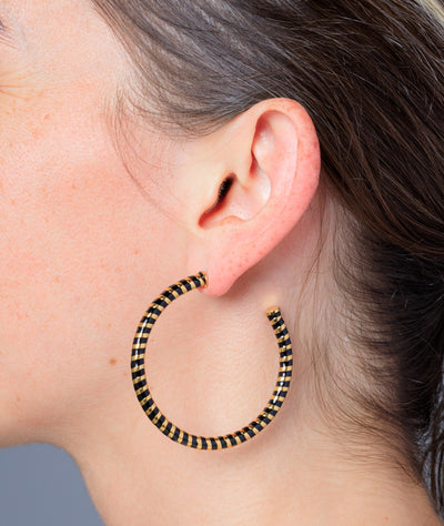 Boucle d'oreille créole torsade bicolore Pia GB - YParis