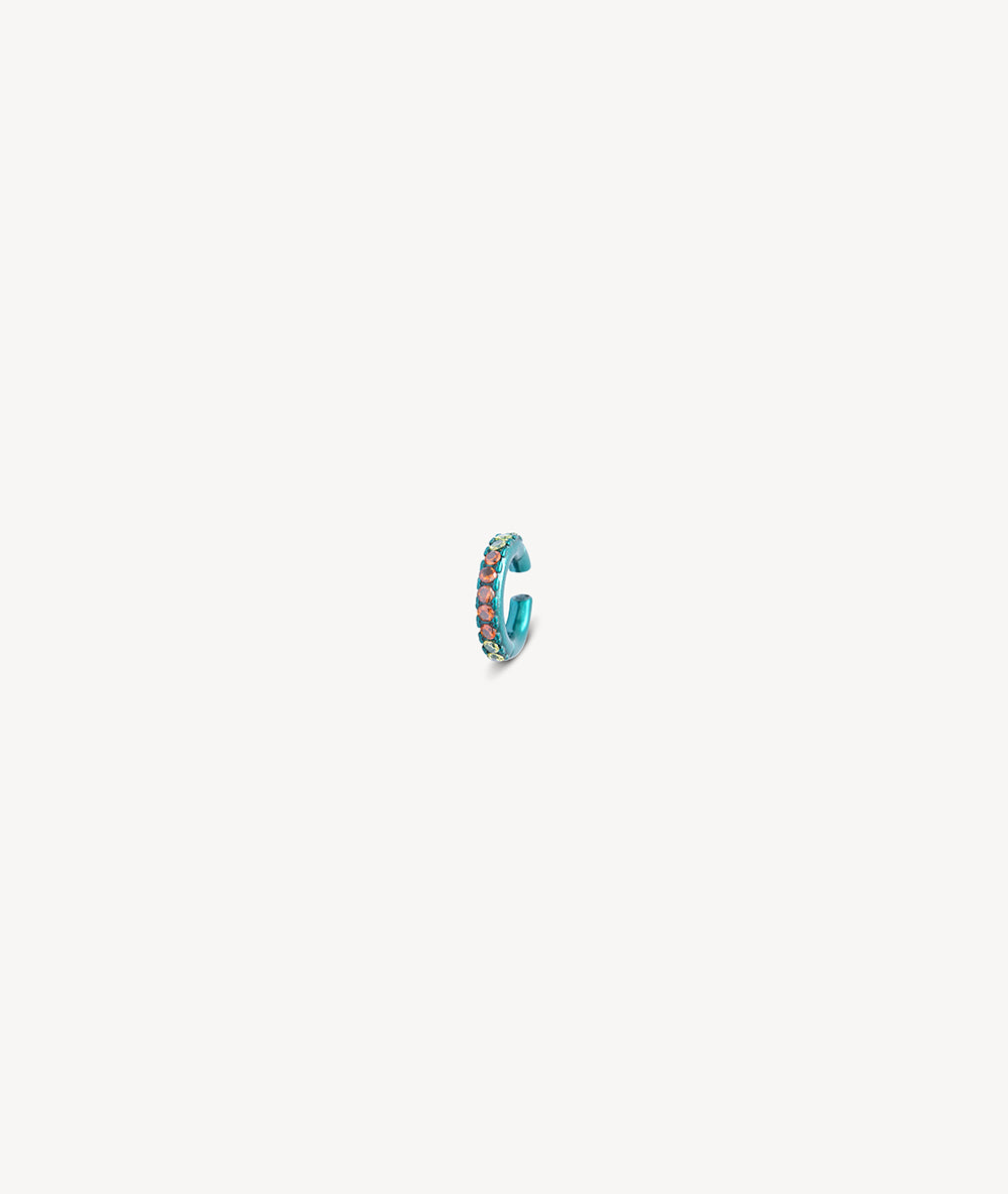 Ear cuff rond turquoise et zircons bleus et oranges Abi L T
