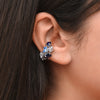 Ear cuff argenté pierres bleues et blanches JAKI S B