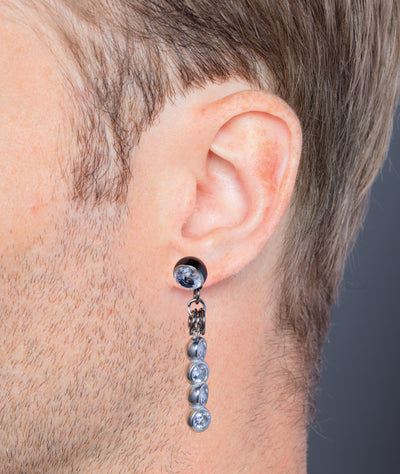 Two-tone stone drop earring, Ronya BS - YParis