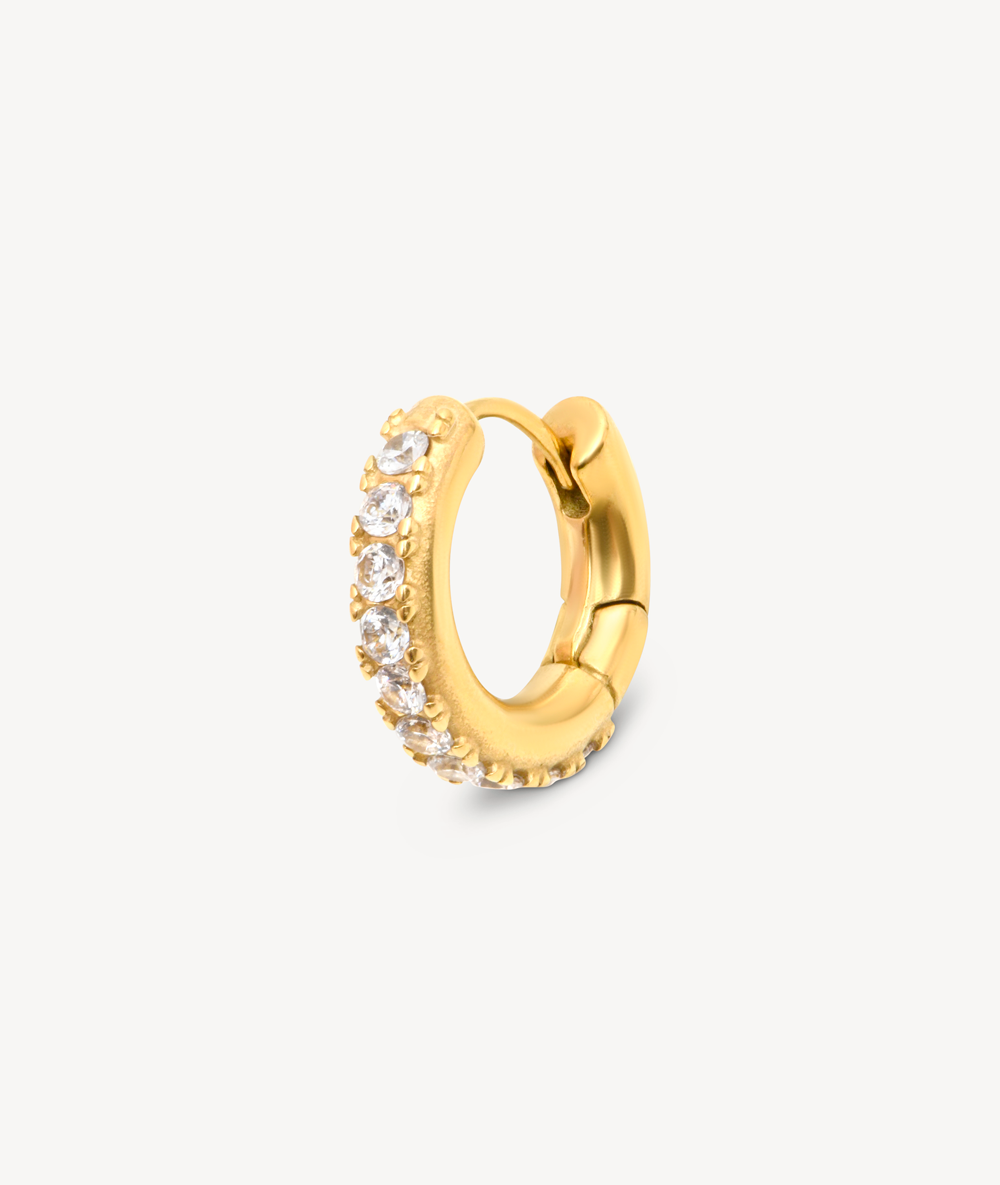 Boucle d'oreille créole dorée et zirconiums blancs Tashi G A