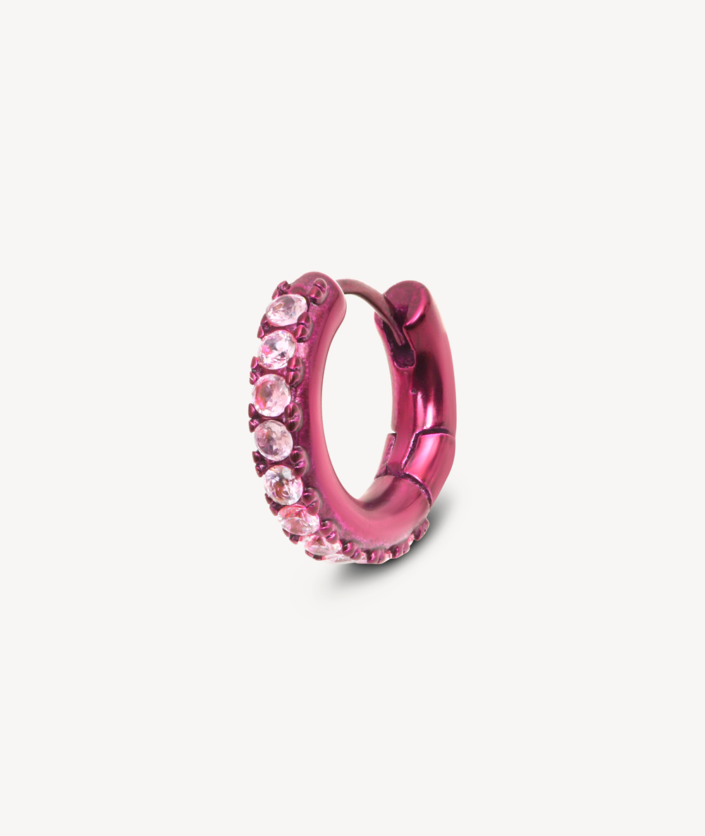 Boucle d'oreille créole rose et zirconiums roses Tashi LP A