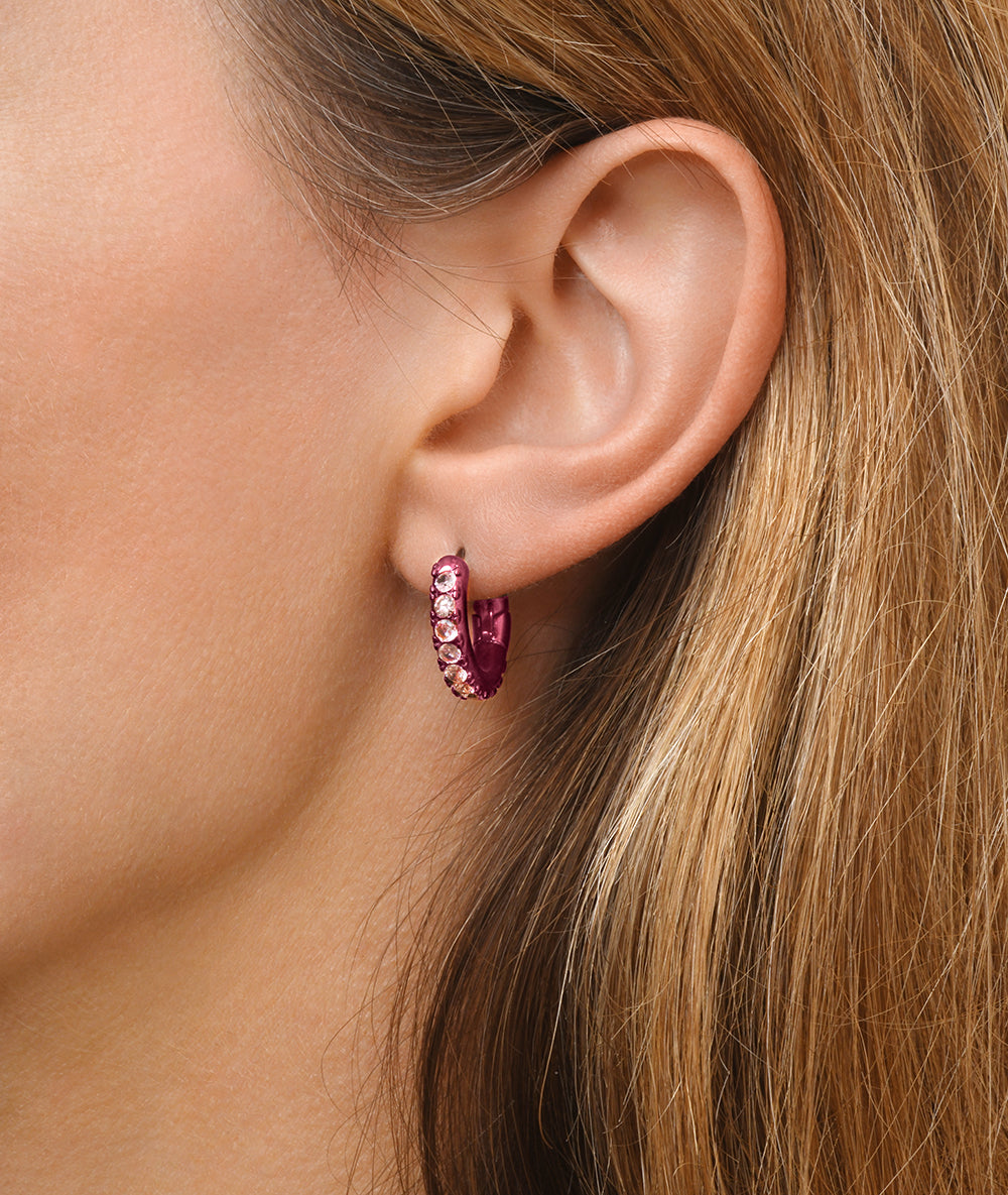 Boucle d'oreille créole rose et zirconiums roses Tashi LP A