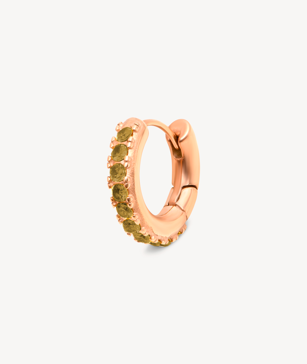 Boucle d'oreille créole or rose et zirconiums bruns Tashi RG A