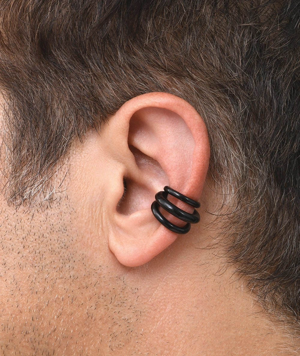 Earcuff triple noir APEX BL ouverture 5mm