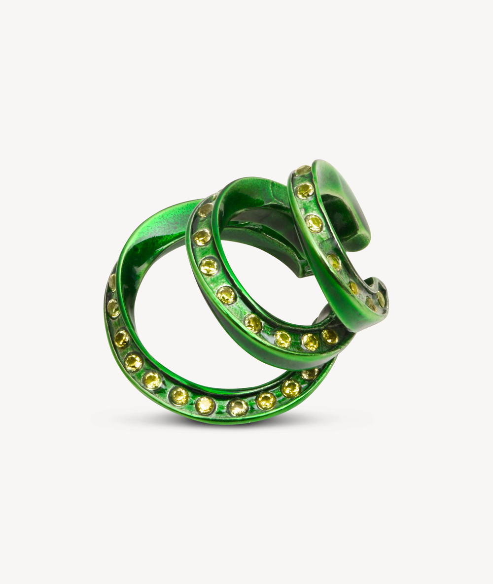 Ear cuff triple vert et zirconiums vert clair YAZ SG