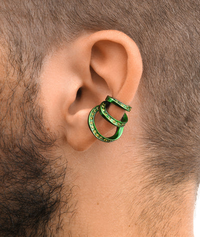 Ear cuff triple vert et zirconiums vert clair YAZ SG
