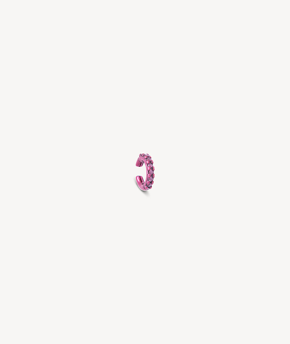 Ear cuff rond fuschia et zircons roses Abi S P