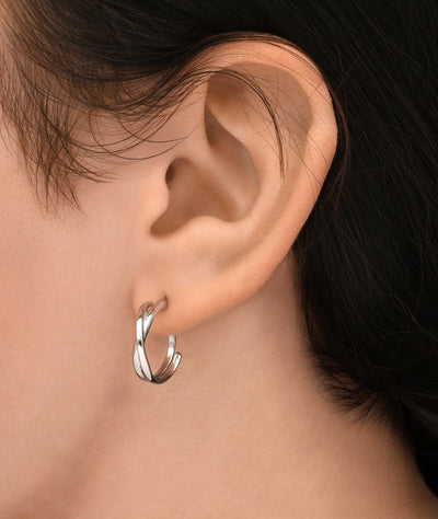 Boucle d'oreille créole argentée ANJA S S - YParis