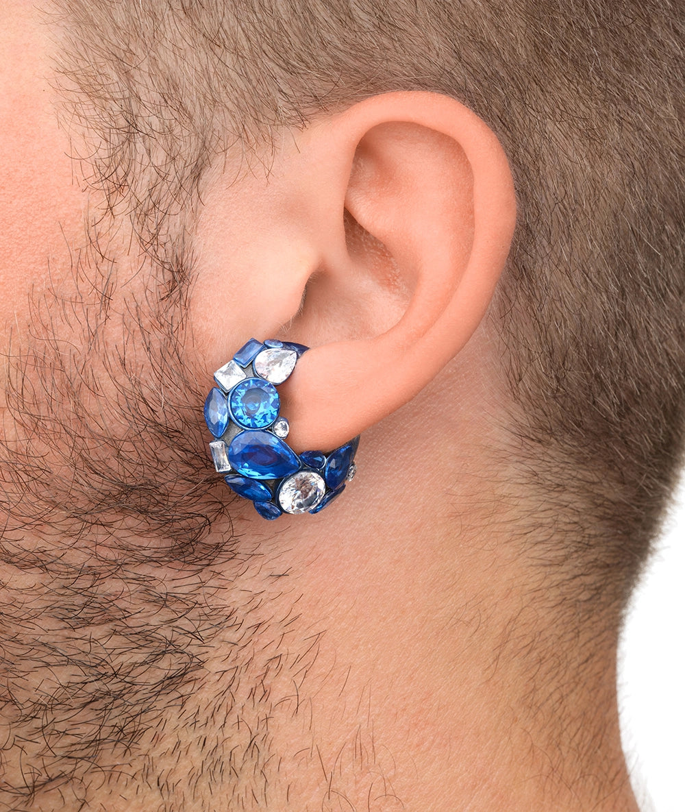 Ear cuff bleu zircons turquoise et blancs Dahlia MB