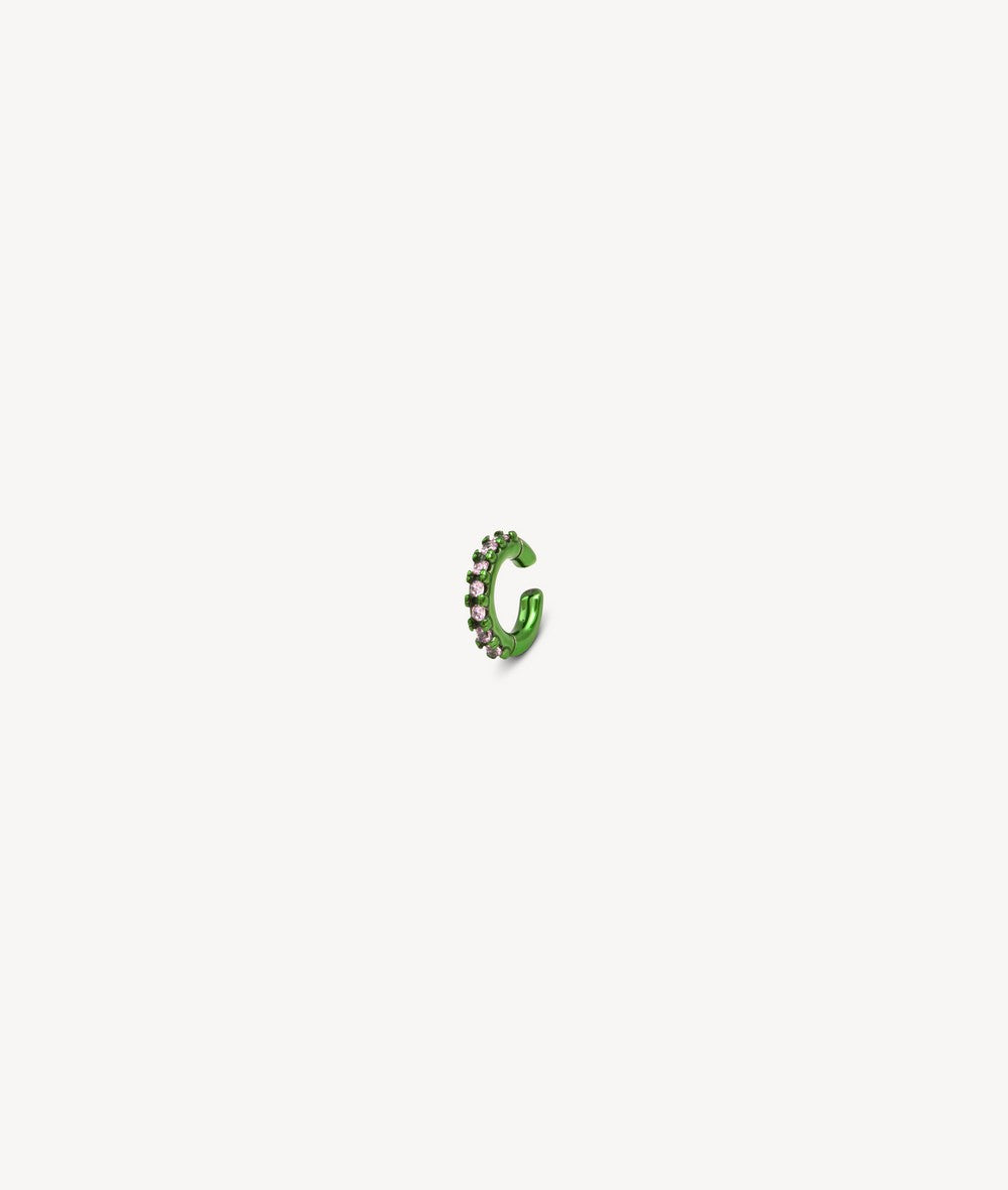 Ear cuff rond vert avec zircons roses ABI SG B