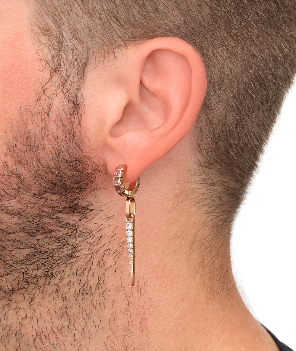 Boucle d'oreille or rose pendante AKUMA POP RG