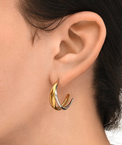 Boucle d'oreille créole bicolore ANJA L BI - YParis