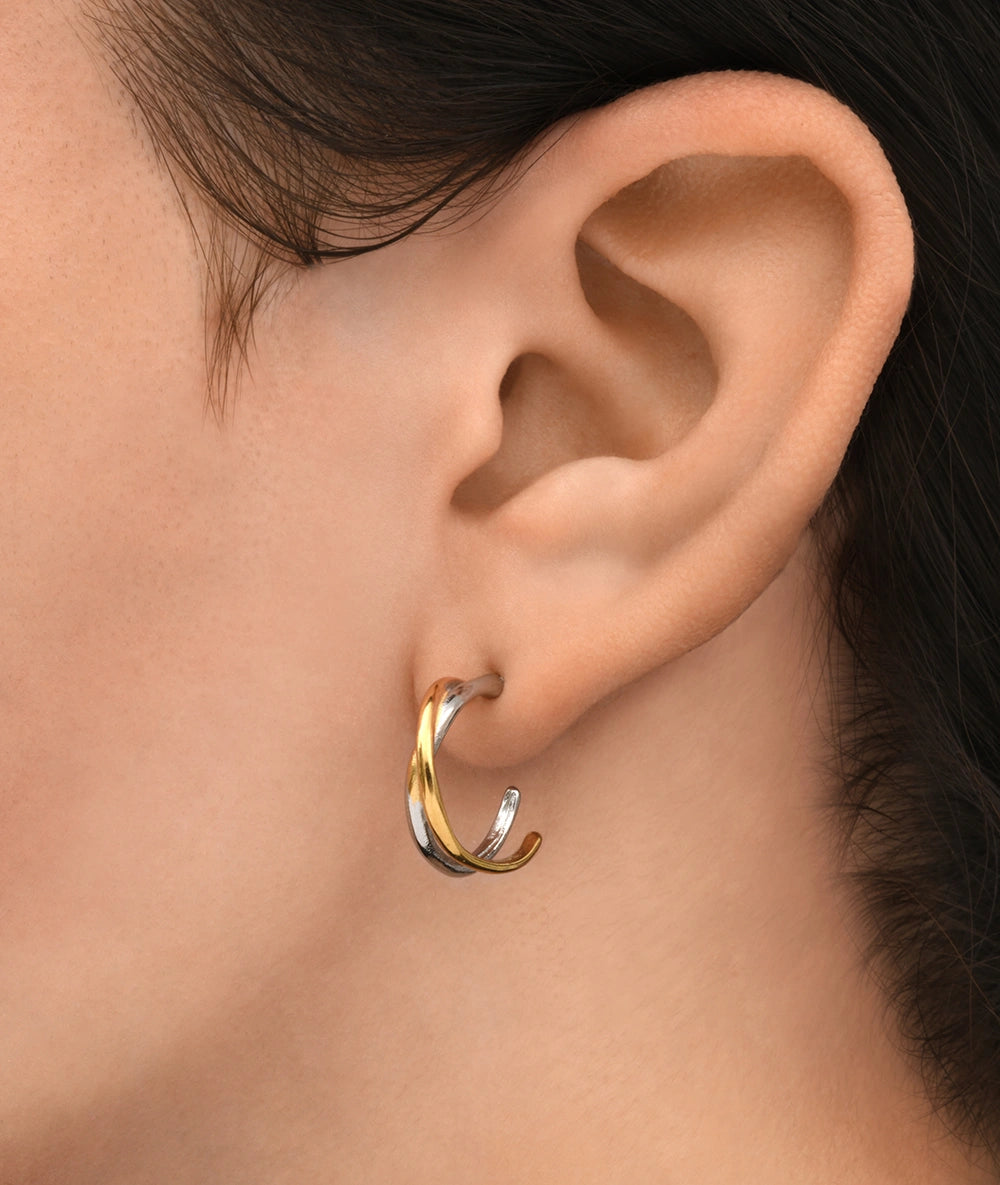 Boucle d'oreille créole bicolore ANJA S BI