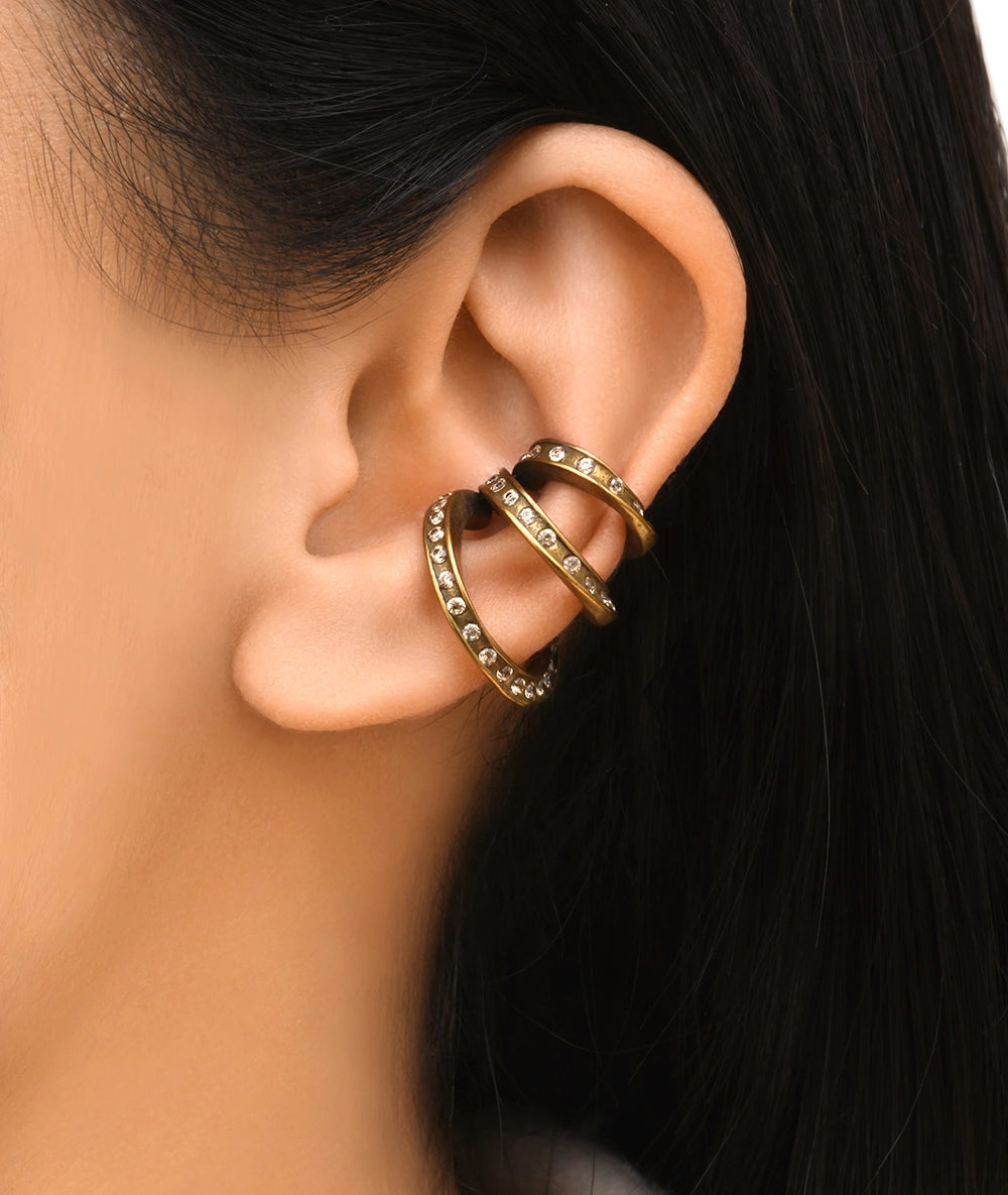 Ridley Star VG triple gold and champagne zirconia vintage effect ear cuff